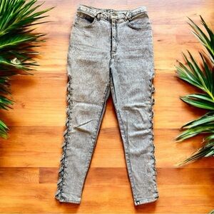 VINTAGE Frederick’s of Hollywood Lace-Up Acid Wash Jeans - Junior Size S